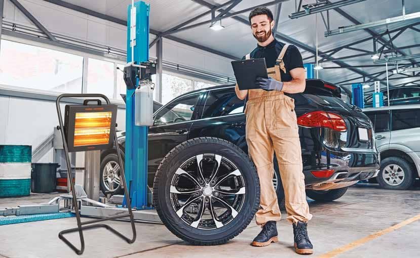 garage verwarmen met mobiele infrarood verwarming