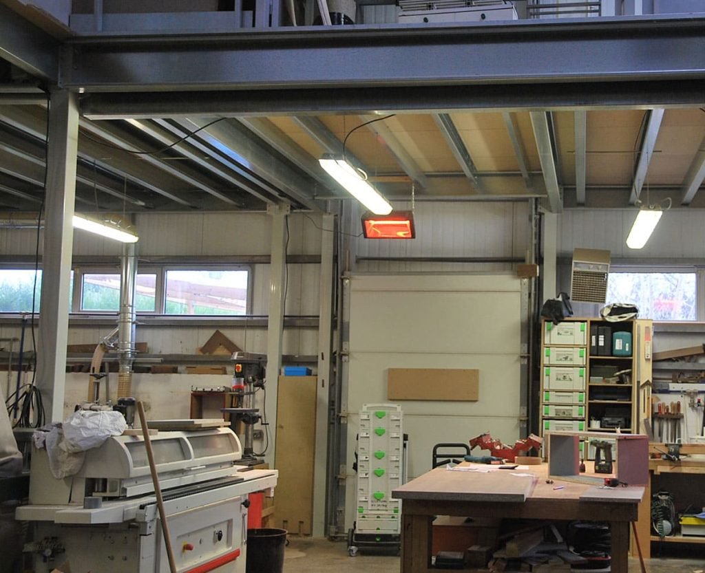Lokaal werkplek verwarmen met infrarood