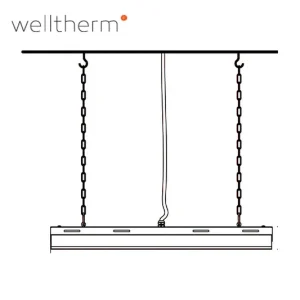 Welltherm Donkerstraler HPI industriële keramische straler pendel montage
