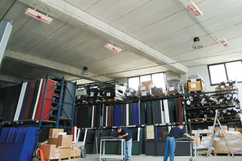 magazijn verwarming met zuinige stralingswarmte