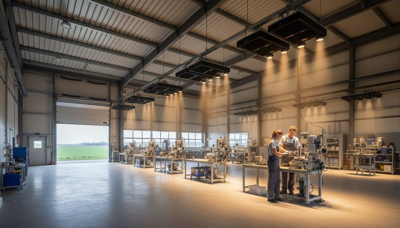 Verwarming Werkplaats: Strategieën voor Efficiënte en Gasloze Industriële Verwarming